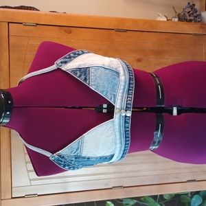 REVICE BLUE DENIM SWIM OR FESTIVAL HALTER TOP